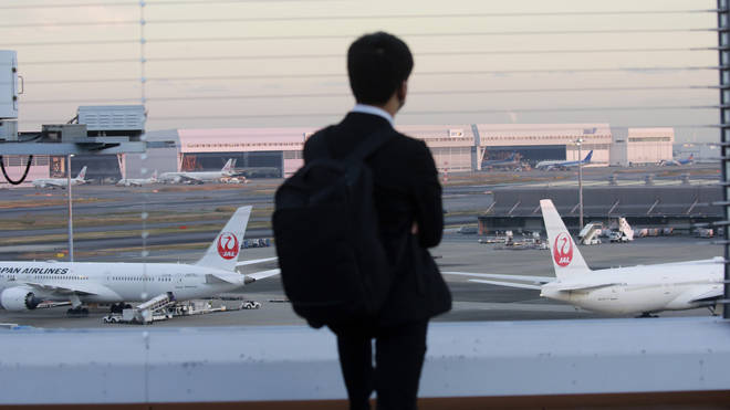 Traveller at Japanese airport