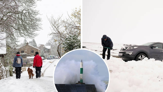 Snow engulfed parts of the UK as Storm Arwen left tens of thousands still without power