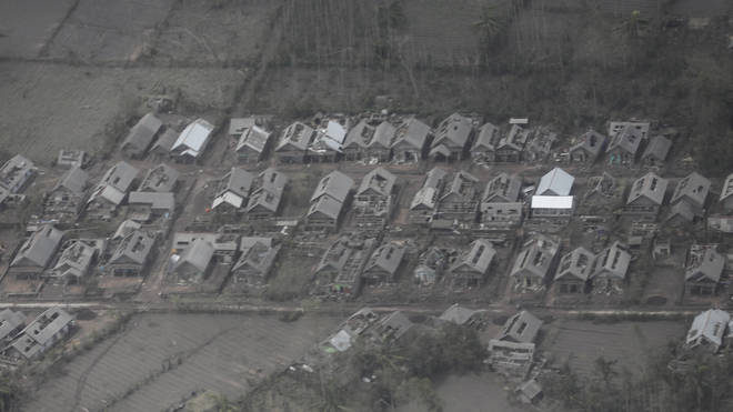 Villages covered in ash