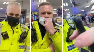 Greater Manchester Police officers were filmed speaking to the man about not wearing a mask