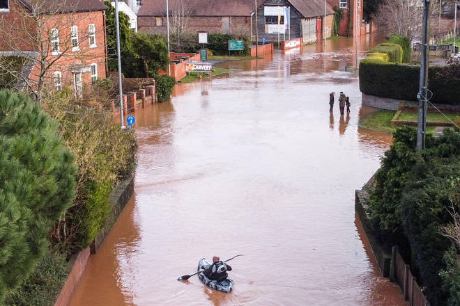 The River Wye burst its banks flooding parts of Hereford