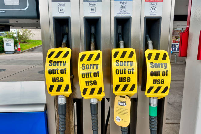 An ESSO petrol station pump with no fuel due to a nationwide petrol tanker driver shortage