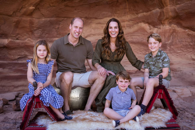 The Duke and Duchess of Cambridge and their children in their Christmas card