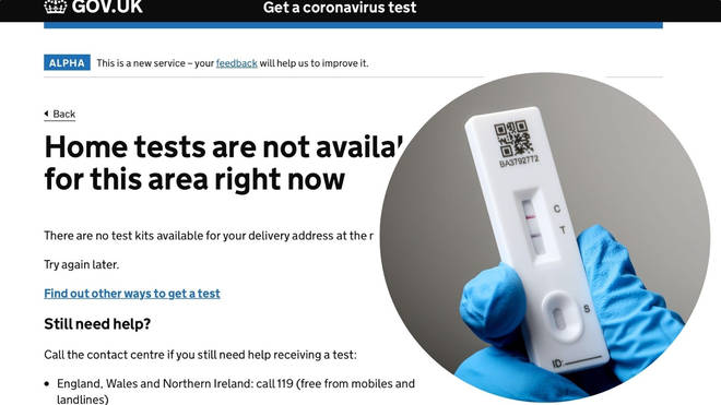 Lateral flow tests are still not available on the Government website