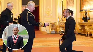 Prince Charles knighted the Formula One driver.