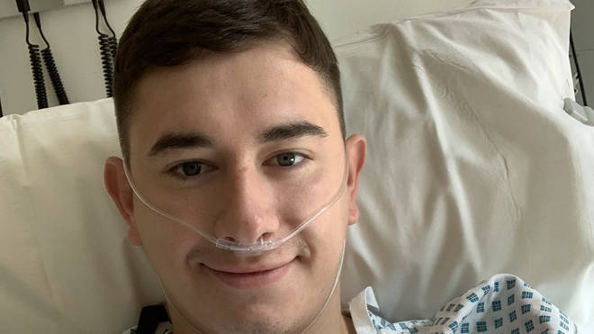 Sam Astley thanked people for their support from his hospital bed after the procedure