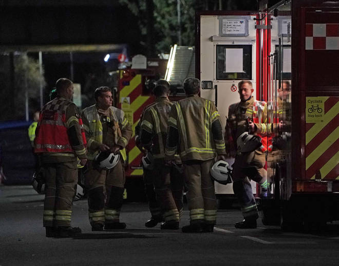 Firefighters at the scene in Sutton on Thursday night.