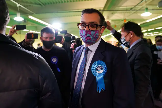 Conservative Party candidate Neil Shastri-Hurst after the declaration of the North Shropshire by-election at Shrewsbury Sports Village.