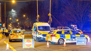 Police at the scene of the fatal road traffic collision in Greenwich, London.