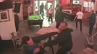 CCTV shows Stoke City hooligans fighting each other after losing to Burton Albion 3-0 in a pre-season friendly