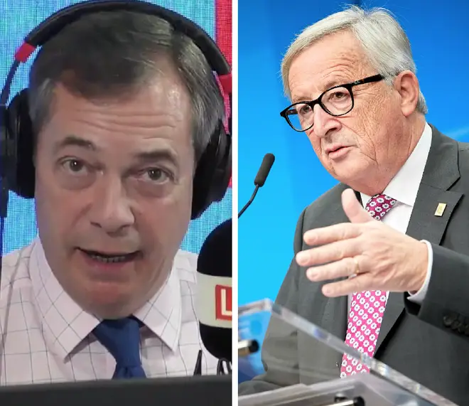 Nigel Farage repeatedly asked the caller: “Why do you want to be governed by Juncker?”