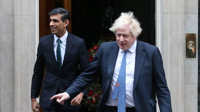 Rishi Sunak and Boris Johnson in Downing Street earlier this month.