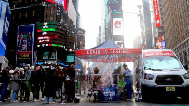 Covid testing in Times Square, New York