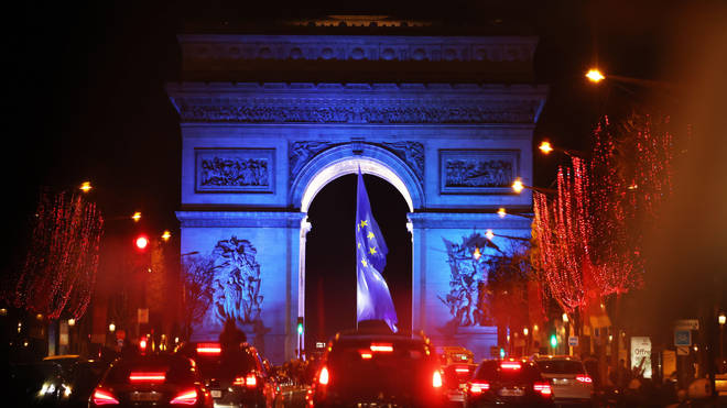 The EU flag has been removed from the Arc de Triomphe. 