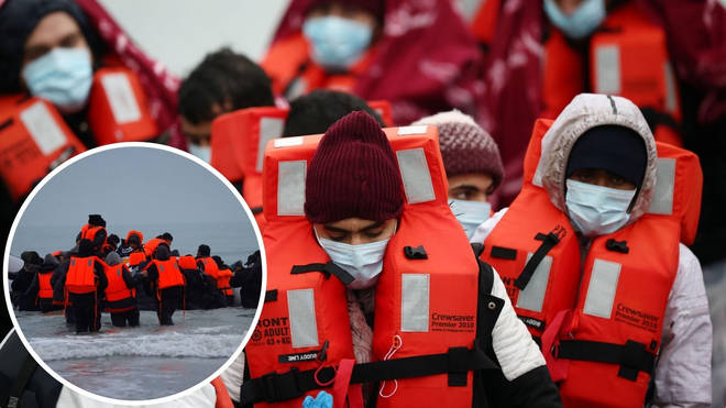 People crossing the English Channel are rescued by UK Border Force in December