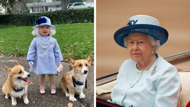 A US toddler has received a letter from the Queen after she spotted her royal halloween costume