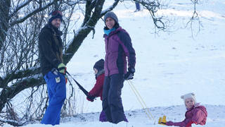 A family on the slopes of the Pennines in Northumberland