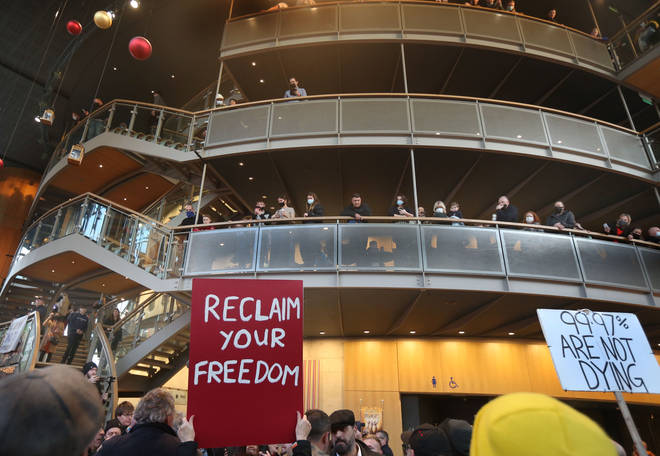 Campaigners also entered a theatre in Milton Keynes at the protests on December 29 