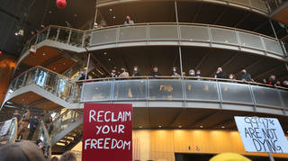 Campaigners also entered a theatre in Milton Keynes at the protests on December 29