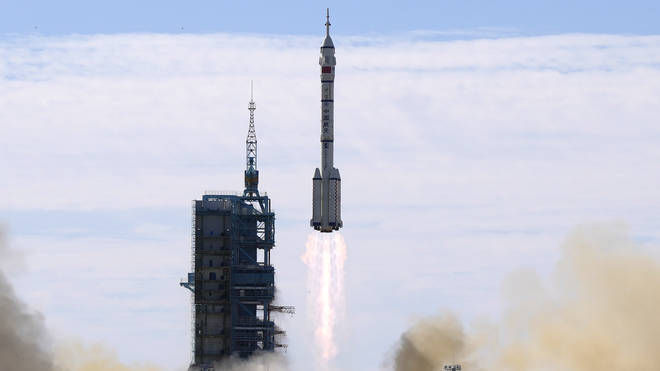 A rocket carrying a crew of Chinese astronauts