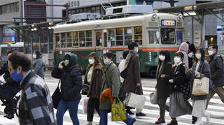 People wearing face masks in Japan