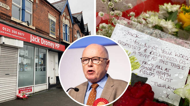 Tributes have been left at the office of Labour MP Jack Dromey, who has died.