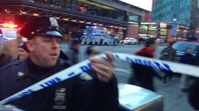 Police respond to the rush hour explosion in Manhattan this morning