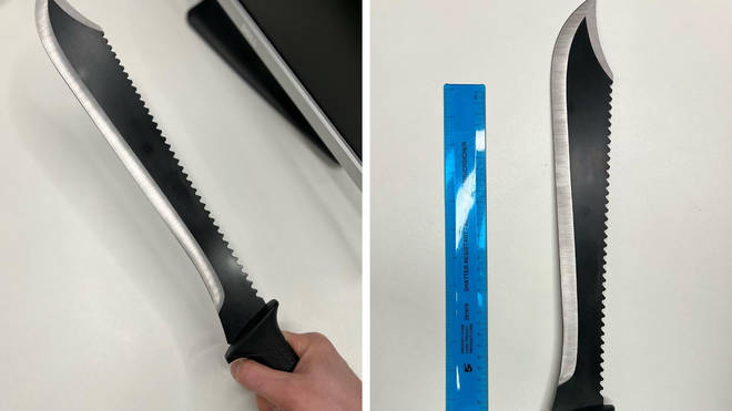 LBC was able to buy this 21-inch knife legally on the internet for £23.49