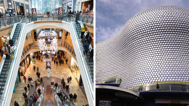 The man fell from the upper level of Selfridges at the Bullring shopping centre