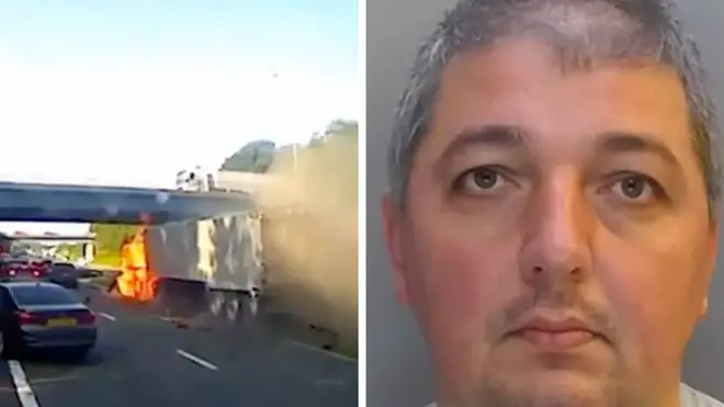 Dashcam footage captured the aftermath of the crash