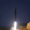 This photo provided by the North Korean government shows what it says a test launch of a hypersonic missile