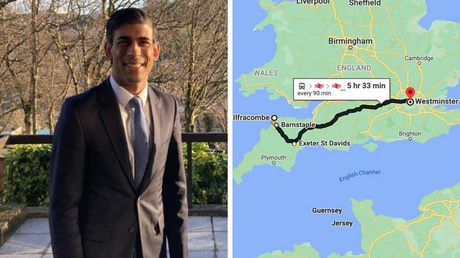 Rishi Sunak was seen grinning 200 miles from Westminster where Boris Johnson is fighting for his premiership