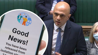 Sajid Javid announced to MPs that self-isolation is being cut