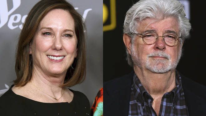 Kathleen Kennedy and George Lucas