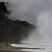Large waves crash ashore at Wrights Beach, north of Bodega Bay, California, following a massive undersea volcanic explosion of the Hunga Tonga Hunga Ha’apai volcano in Tonga. (Kent Porter/The Press Democrat via AP)