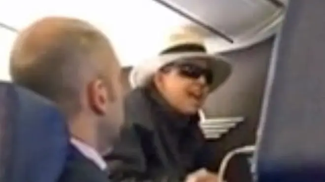 The woman in sunglasses is said to have screamed at the cabin crew