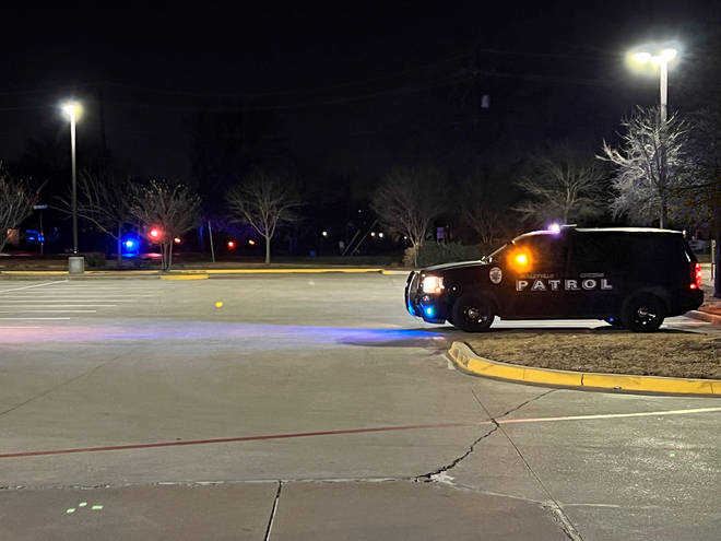 Police at the scene near the synagogue in Colleyville, a suburban city of Fort Worth in Texas