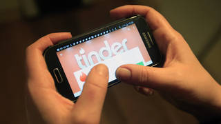 Tinder app on a mobile phone