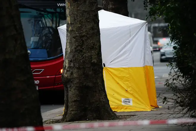 Forensics tents have been erected at the scene