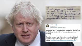 Boris Johnson praised seven-year-old Josephine for delaying her birthday party - before allegedly having a party of his own