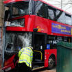 The front of the bus was badly damaged in the crash