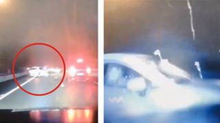 The car performed a U-turn on the M4 before colliding with a police car
