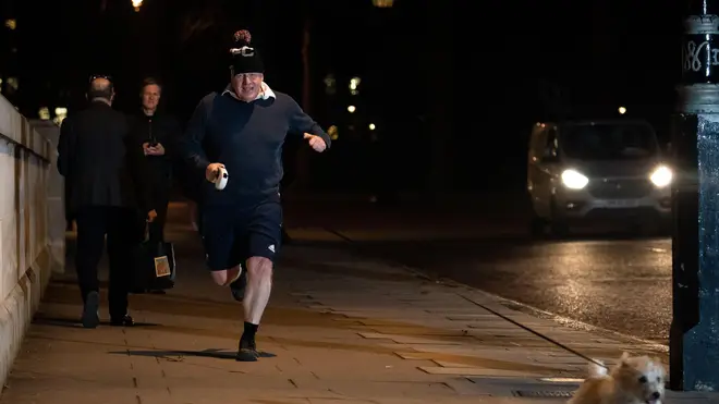 Boris Johnson was pictured going for a run before his PMQs showdown