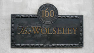 The sign outside The Wolseley restaurant in central London