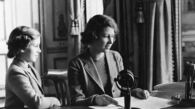 A 14 year old Princess Elizabeth making her first radio broadcast.