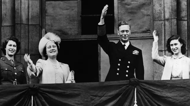 The royal family on VE Day