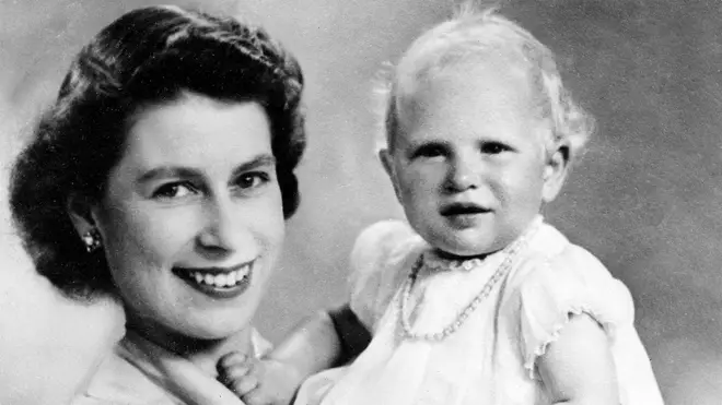 Queen Elizabeth II with daughter Princess Anne