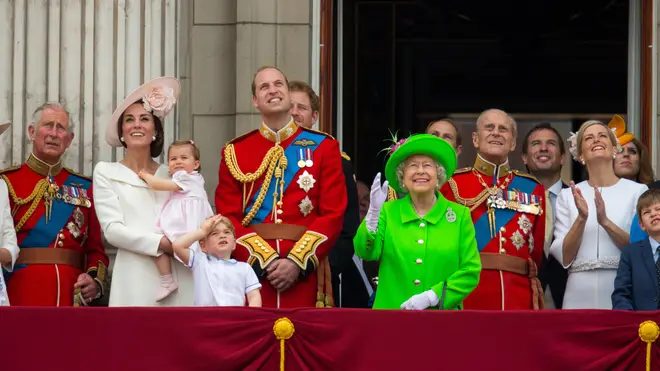 The royal family gather on the balcony of Buckingham Palace to celebrate Queen Elizabeth's 90th Birthday