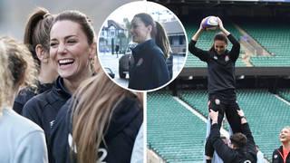 The Duchess of Cambridge joined an England rugby training session at Twickenham