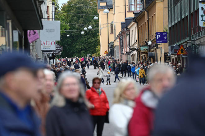 Busy high-street in Sweden